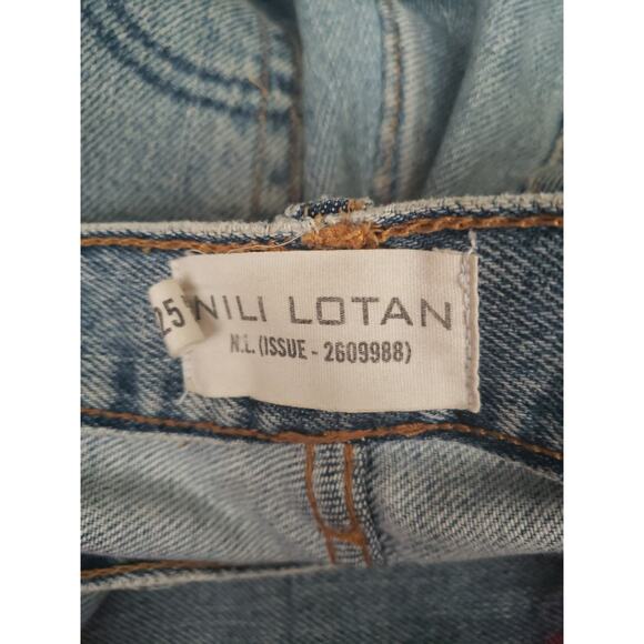 Nili Lotan Franki Patch Jeans Cropped Straight Leg Step Hem Sz 25 (V6 - Picture 4 of 9